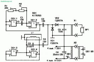 Простой металлоискатель на логической микросхеме К176ЛЕ5