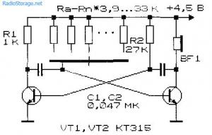 Электромузыкальный инструмент на основе мультивибратора