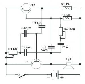 Схема звуковой приманки для рыб